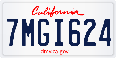 CA license plate 7MGI624