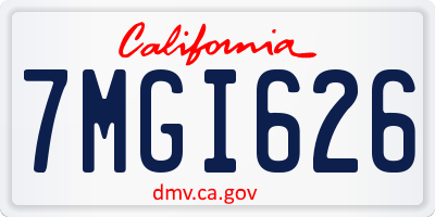 CA license plate 7MGI626