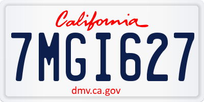 CA license plate 7MGI627