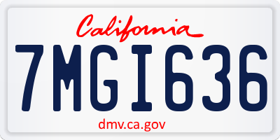 CA license plate 7MGI636