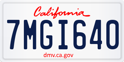 CA license plate 7MGI640