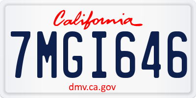 CA license plate 7MGI646