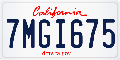 CA license plate 7MGI675