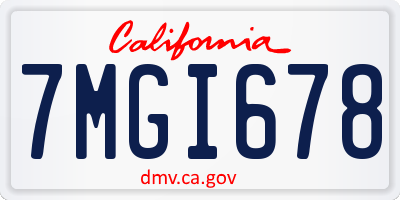 CA license plate 7MGI678