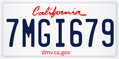 CA license plate 7MGI679