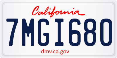 CA license plate 7MGI680