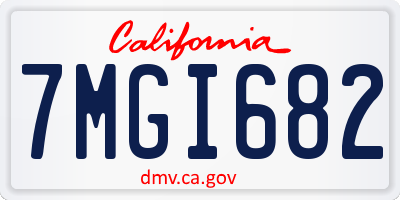 CA license plate 7MGI682
