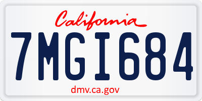 CA license plate 7MGI684