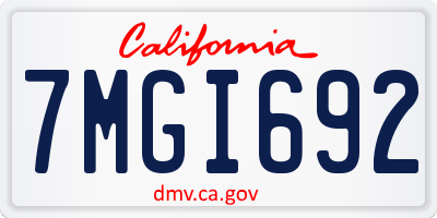 CA license plate 7MGI692