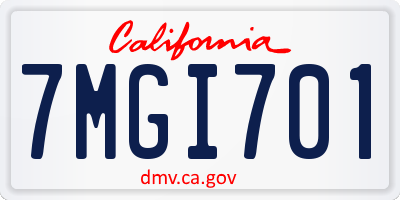 CA license plate 7MGI701