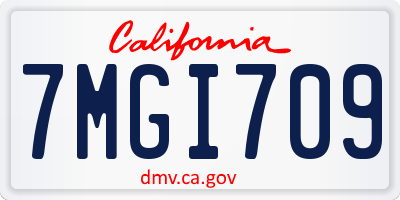 CA license plate 7MGI709
