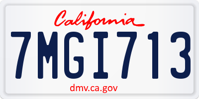 CA license plate 7MGI713
