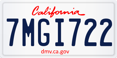 CA license plate 7MGI722