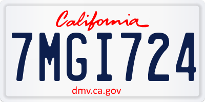 CA license plate 7MGI724