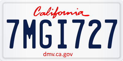 CA license plate 7MGI727