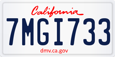 CA license plate 7MGI733