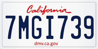 CA license plate 7MGI739