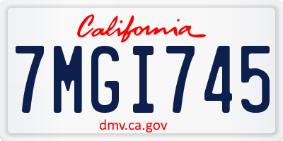 CA license plate 7MGI745
