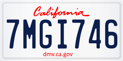 CA license plate 7MGI746