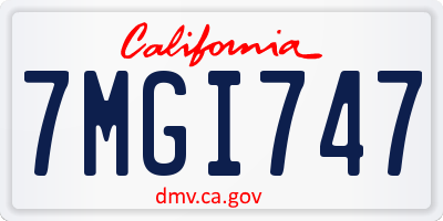 CA license plate 7MGI747