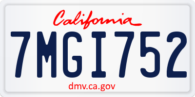 CA license plate 7MGI752
