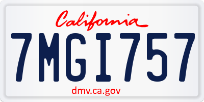 CA license plate 7MGI757