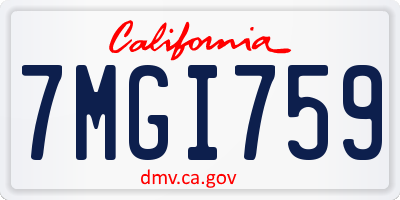 CA license plate 7MGI759