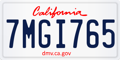 CA license plate 7MGI765