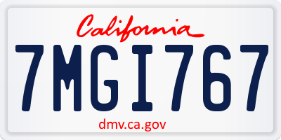 CA license plate 7MGI767