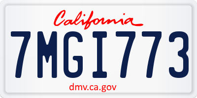 CA license plate 7MGI773