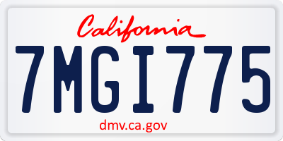 CA license plate 7MGI775