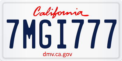 CA license plate 7MGI777