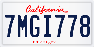 CA license plate 7MGI778