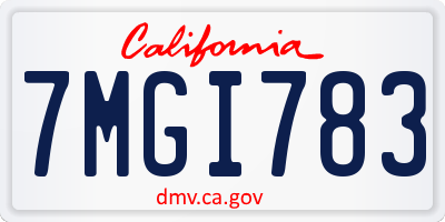 CA license plate 7MGI783