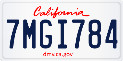 CA license plate 7MGI784