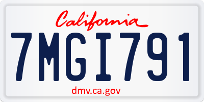 CA license plate 7MGI791