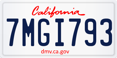 CA license plate 7MGI793