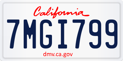 CA license plate 7MGI799