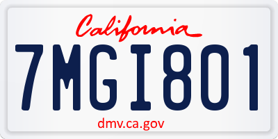 CA license plate 7MGI801