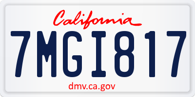 CA license plate 7MGI817