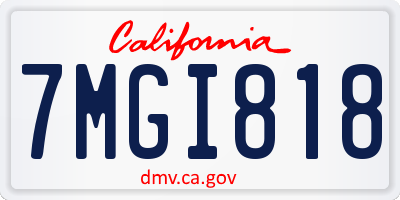 CA license plate 7MGI818