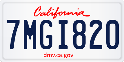 CA license plate 7MGI820