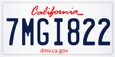 CA license plate 7MGI822