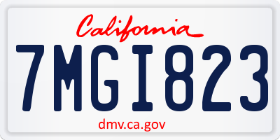 CA license plate 7MGI823