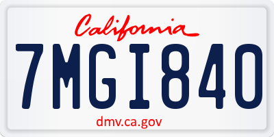 CA license plate 7MGI840