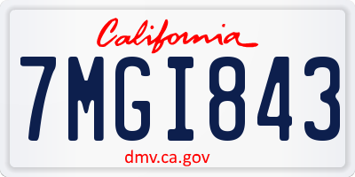 CA license plate 7MGI843