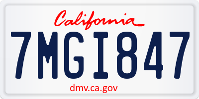 CA license plate 7MGI847