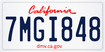 CA license plate 7MGI848