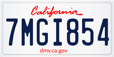 CA license plate 7MGI854