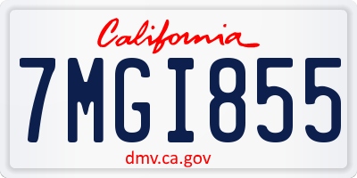 CA license plate 7MGI855